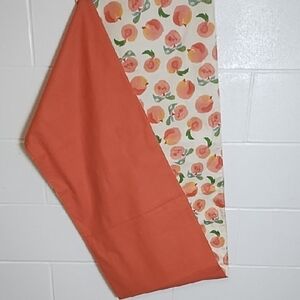 Peach Print Reverses to Solid Peach Table Runner Cotton 70" X 14"